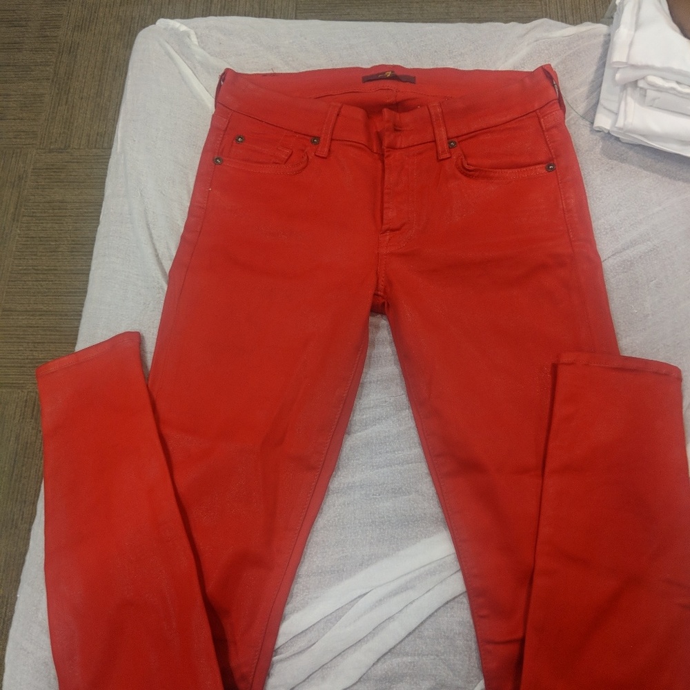 Women's red 7 for all mankind skinny jeans